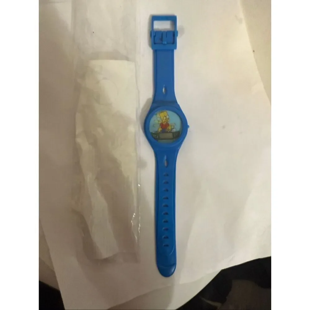 Vtg Simpsons Kids 2002 Bart Skateboarding Holographic Wrist Watch Blue OS NWOT